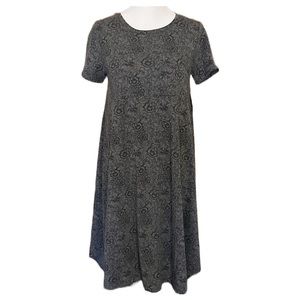 LuLaRoe Carly Gray and Black Floral Dress Size XS